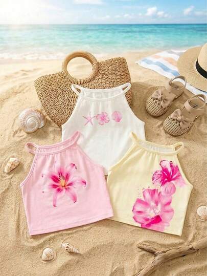 SHEIN Camiseta de punto de unicolor cómoda y casual para bebé niña, varios colores