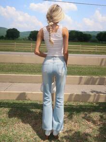 Sydney Algeri Quần jean skinny nữ xẻ tà mùa hè - Rửa nhẹ - Xem 2