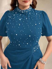 Coutiva Vestido de noche formal de talla grande (muy adornado) - Agua verde azul - Ver 8