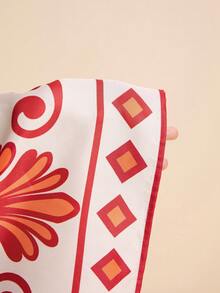 SURIMA Đầm ôm dáng ngắn cho nữ, cổ yếm, sát nách, eo ngắn, họa tiết in màu hồng nhạt và đỏ, phong cách du lịch xuân/hè - Nhiều màu - Xem 8