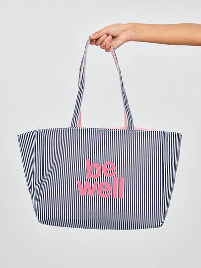 ROMWE Kawaii Chiếc túi xách hình chú hề thời trang và cổ điển với họa tiết sọc tương phản này có dung tích lớn, nhẹ và dễ mang theo. Túi có họa tiết chữ cái ở cả hai mặt. Túi đeo vai một bên này phù hợp cho du lịch, mua sắm, cũng như là một chiếc túi cần thiết cho trường học và đại học.