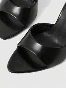 Sleekvia Sepatu Selop Wanita Hak Tinggi Model Baru untuk Musim Panas - Hitam - View 7