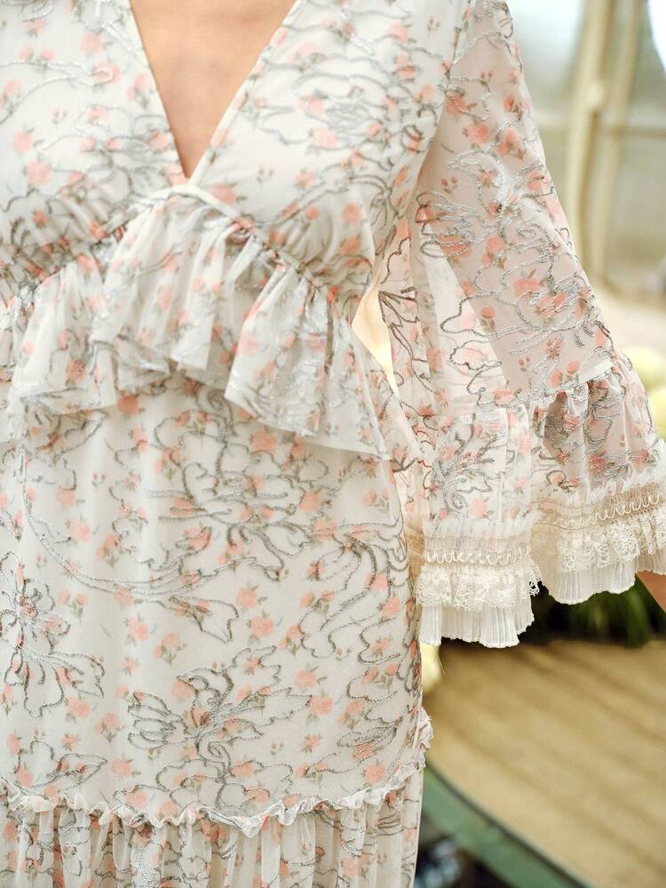 WOMEN'S ROMANTIC ELEGANT PRINTED LONG DRESS, SPRING/SUMMER