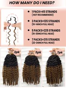 Boho Braids Tóc giả móc sợi lông vũ màu nâu ombre, tóc xoăn kiểu Miến Điện dành cho nữ, 100% tóc thật, đã được tách sẵn, không thắt nút, kiểu móc sợi siêu nhỏ vô hình, tóc xoăn móc sợi thật để tết. - SNATURAL/30 - Xem 6
