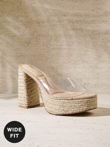 SHUZIA Dép lê đế xuồng kiểu dáng tối giản bằng sợi raffia dành cho nữ, dáng rộng. - Màu be - Xem 3