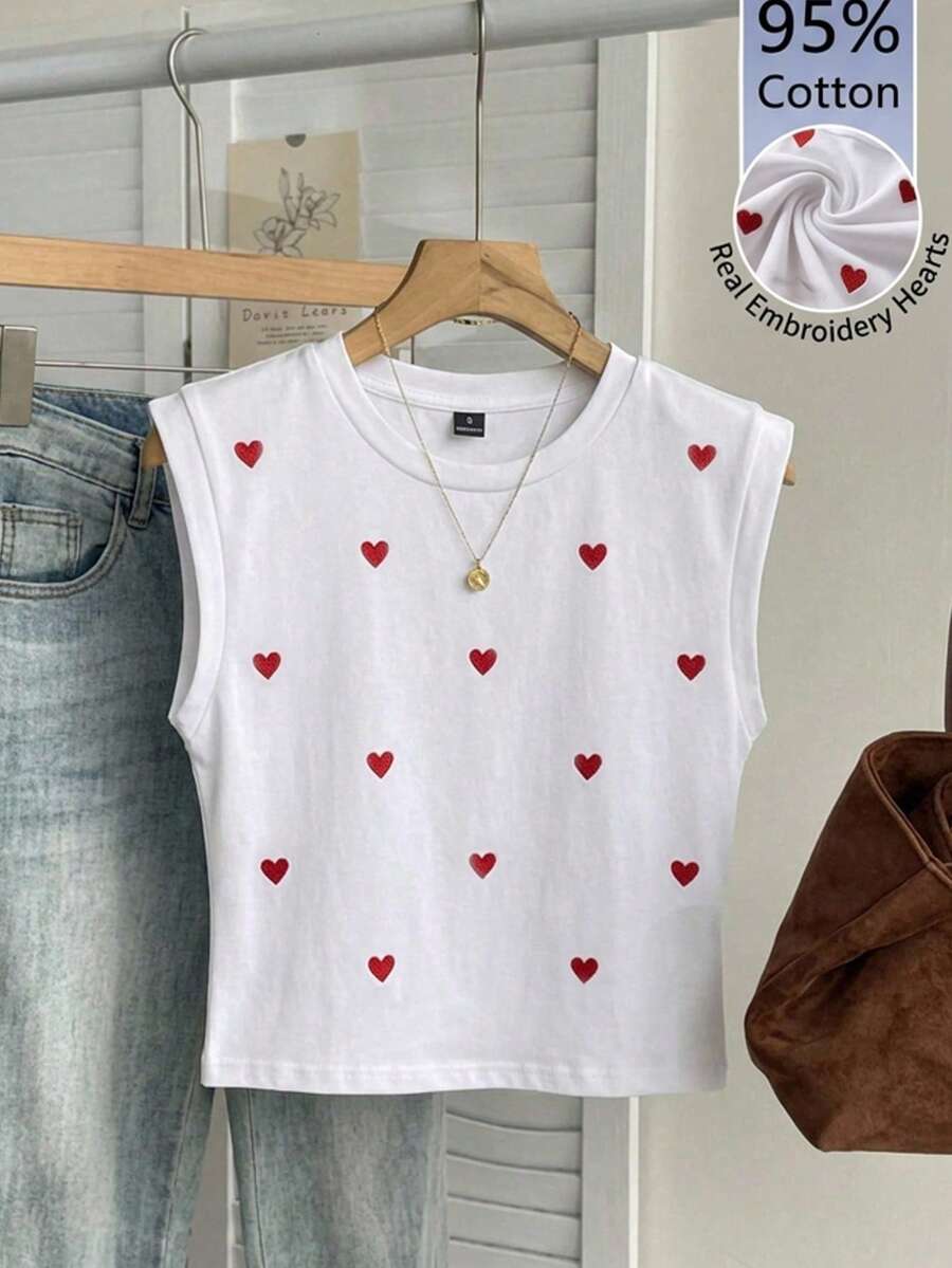 Tseoso 95%棉女款全身刺繡背心上衣-適合夏季休閒約會、海島沙灘、西部節慶、復古Y2K街頭、狂歡派對、春夏夜店、健身、音樂節日常穿著-完美的母親節禮物 - 彩色 - 查看 1
