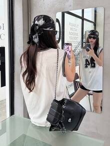 DAZY Áo tank top dáng rộng in chữ và số phong cách đường phố dành cho nữ - trắng - Xem 2