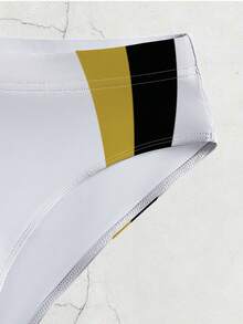 ZELFYO Men's Colorblock Striped Triangle Swim Trunks, Holiday - Multicolor - View 4