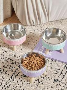 1pc/2pcs Stainless Steel Elevated Pet Bowls With Sturdy Stand, Anti-Slip & Anti-Spill, Large Capacity For Cat And Dog Food And Water - multicolor - View 7