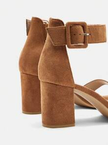CUCCOO CURVES Giày sandal đế dày cho nữ, thích hợp đi làm và đi lại hàng ngày, giày cao gót hở mũi đế vuông đa năng cho mùa hè, dự tiệc cưới, tiệc chiêu đãi. - Màu Khaki - Xem 7