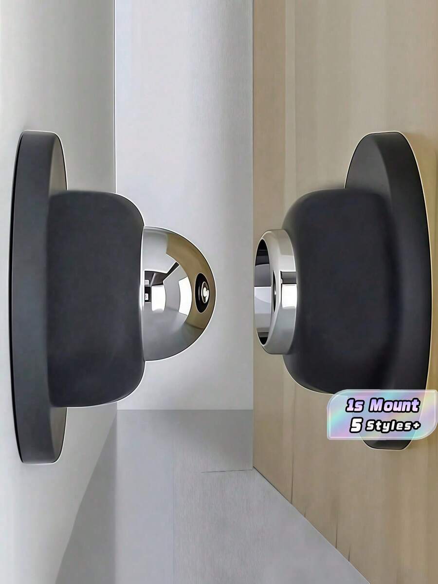 1/2 Peças Parador de Porta Magnético Forte, Parador de Porta Magnético para Parte Inferior da Porta, Parador de Porta Magnético, Fita Adesiva Dupla Face, Parador de Porta Decorativo Preto Fosco, Feito de Silicone para Redução de Ruído, Fácil Instalação Sem Furar - Multicolorido - Visão 1
