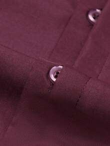 Core Aspect Men's Slim Fit Business Casual Burgundy Dress Shirt,Solid Color Long Sleeve Button Down Formal Office Top For Autumn Dinner - Burgundy - View 4