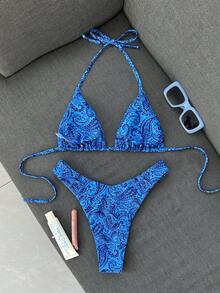 Swim Vcay 女士热带印花两件式比基尼套装，休闲度假 - 彩色 - 查看 2