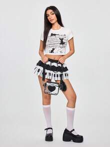 ROMWE Kawaii 2件套透明包包套装，含零钱包，防水PVC迷你方包，多功能大容量斜挎包，2026夏季款 - 黑色 - 查看 7