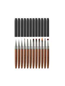 1 件/1 套檀木柄美甲笔 – 日式美甲工具，适用于细节描绘、塑形和勾勒线条 - 棕色 - 查看 27