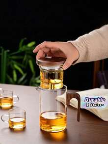 Magic Teapot, Water-Divided Glass Teapot, 2025 Pressure Control Magic Teapot, Magic Glass Teapot With Filter, Suitable For Fragrant Tea And Loose Tea Magic Teapot - Tea Square (Transparent) 600ML - View 1