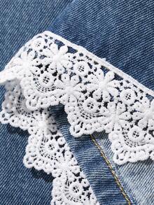 DAZY Chân váy denim nữ dáng suông xẻ tà, kiểu dáng thường ngày, chất liệu denim mài. - Màu xanh lam - Xem 9