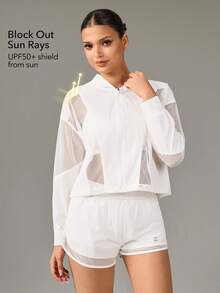 OutZeal Women Sun-Proof Jackets Workout Gym UV Protection Back Mesh Panel Hood Outdoor Tops - White - View 3
