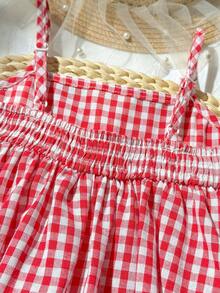 Cozy Pixies Đầm chữ A không tay họa tiết dâu tây móc len cho bé gái, kiểu dáng đồng quê dễ thương, thích hợp cho bé gái đi chơi, dã ngoại, nghỉ mát mùa xuân/hè. - Đỏ - Xem 10