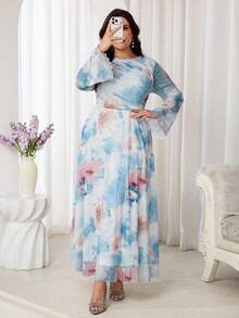 Modelyn Vestido midi elegante con estampado floral para talla grande, ideal para ir al trabajo - Multicolor - Ver 6