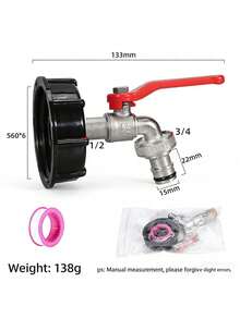1个快速连接合金水龙头适配器，适用于264.17加仑IBC水箱 - S60X6螺纹，耐用金属和塑料花园软管接头 - A - 查看 7