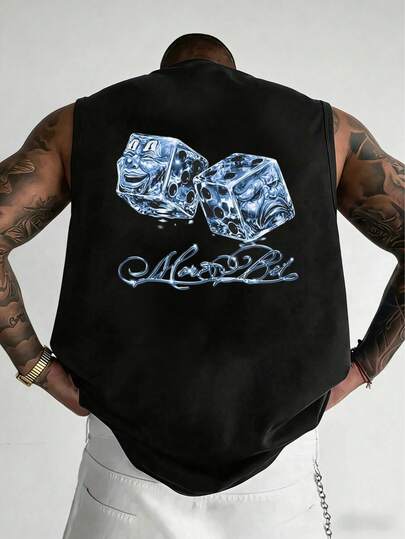 Camiseta sin mangas de cuello redondo para hombre, nueva colección verano 2026, con estampado minimalista. Estilo único, corte informal y holgado, excelente comodidad y transpirabilidad.