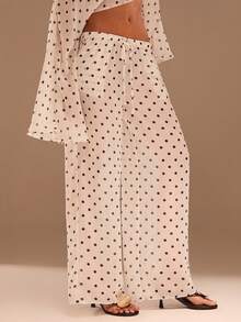 Opulessa Women's Loose Straight Leg Printed Pants, Suitable For Spring/Summer Vacation - White - View 6