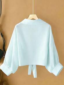 New Women's Casual Solid Color Chiffon Blouse With Short Batwing Sleeves - 賽萊斯特 - 查看 2