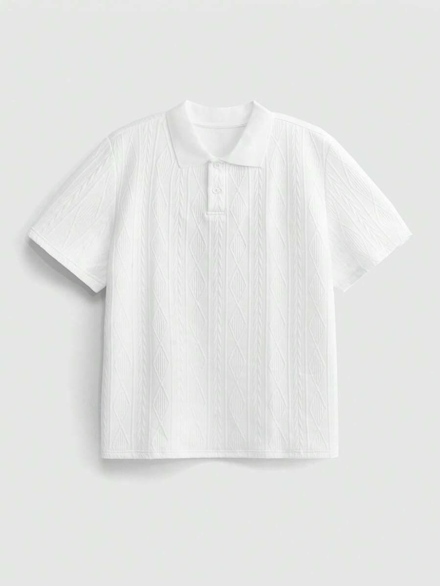 EASEVO 男士大尺碼休閒百搭純色短袖 Polo 衫,度假、父親節禮物、足球 - 白色 - 查看 1