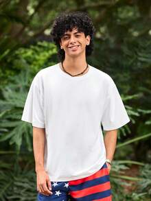 Whitmere Camiseta de manga corta casual de playa con estampado de elementos, adecuada para el verano, cómoda y transpirable, de moda líder para hombres - Blanco - Ver 3