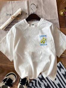 Attitoon Áo thun nữ tay ngắn cổ tròn, chất liệu 34% cotton, họa tiết du lịch, phong cách vintage, thích hợp mặc mùa hè. - trắng - Xem 3
