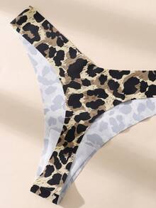 Bare Chapter 6 piezas de tanga de mujer de tiro bajo, cómodo y de moda, en unicolor y estampado de leopardo - Multicolor - Ver 9