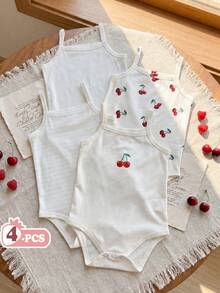 Vintaside Kids 4件裝女嬰碎花連身衣套裝，時尚可愛鄉村風連身衣，春/夏季 - 彩色 - 查看 4