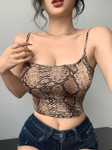 DAZY Women's Snake Skin Print Fitted Backless Camisole - Multicolor - View 4