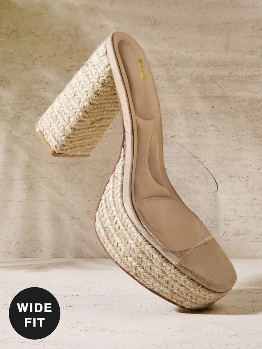 SHUZIA Dép lê đế xuồng kiểu dáng tối giản bằng sợi raffia dành cho nữ, dáng rộng. - Màu be - Xem 1