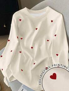 Resyla New Arrival Bestselling Heart Design Women T-Shirt, Beige - Apricot - View 1