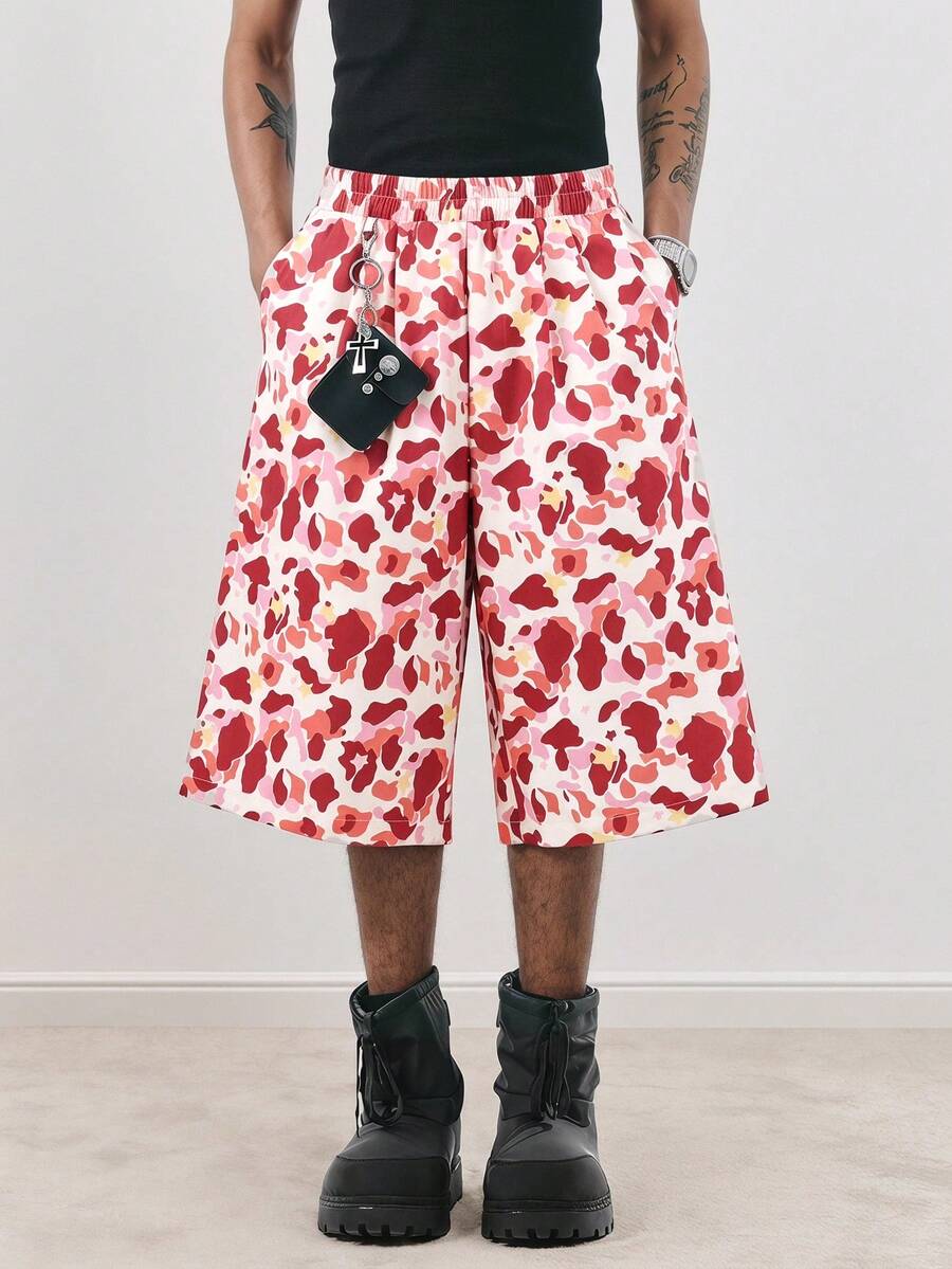 TOKVUE Men's All-Over Print Casual Versatile Daily Wear Shorts - Pink - View 1
