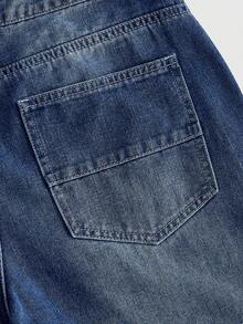 ROMWE MEN Street Life Men's Airplane Print Loose Fit Jeans - Blue - View 5