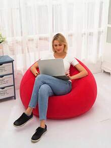 1 Oversized Inflatable Slouchy Sofa Chair, Made Of Gray Pvc Material, Portable And Foldable, Ergonomically Designed, Suitable For All Seasons, Perfect For Both Home Life And Outdoor Camping Scenarios - Multicolor - View 7