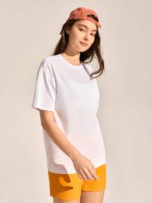 SHEIN Sports 女士休闲椰树字母印花户外T恤 - 白色 - 查看 6