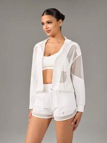 OutZeal Women Sun-Proof Jackets Workout Gym UV Protection Back Mesh Panel Hood Outdoor Tops - White - View 7