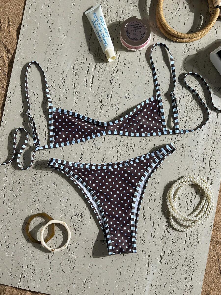 Swim Mod 女款細肩帶橘色花卉印花性感海灘度假泳裝套裝