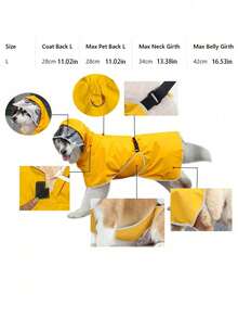 Jas Hujan Anjing Tahan Air Dua Sisi - Jaket Dua Lapis Warna Kuning, Perlindungan Segala Cuaca. - Kuning - View 11