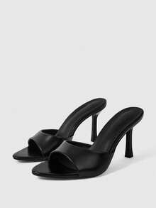 Sleekvia Sepatu Selop Wanita Hak Tinggi Model Baru untuk Musim Panas - Hitam - View 6