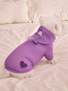 SHEIN X Care Bears 1 Cute Cartoon Pattern Printed Pet Hooded Sweatshirt, Cat Clothes, Dog Clothes, Size XXS-XXXXL, Share Bear, Cheer Bear - Purple - View 8