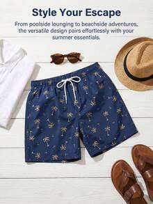 Naviga Onda Men's Drawstring Waist All-Over Print Casual Beach Shorts - Blue - View 6