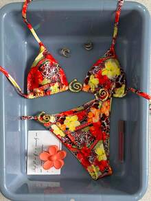 Swim Vcay Bộ bikini họa tiết da báo gợi cảm dành cho nữ, thích hợp cho mùa hè. - Đỏ - Xem 8