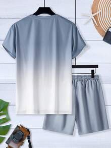 Manfinity RSRT Bộ đồ nam gồm áo thun ngắn tay và quần short có túi, dây rút, in hình cây dừa theo phong cách ombre. - Nhiều màu - Xem 2