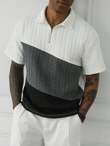 HUEFORM 男士针织撞色 Polo 衫，百搭针织 - 彩色 - 查看 4