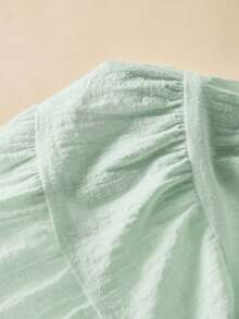 SHEIN Frenchy Women's Solid Color Square Neck Cap Sleeve Casual Shirt,Summer Top - Mint Green - View 6